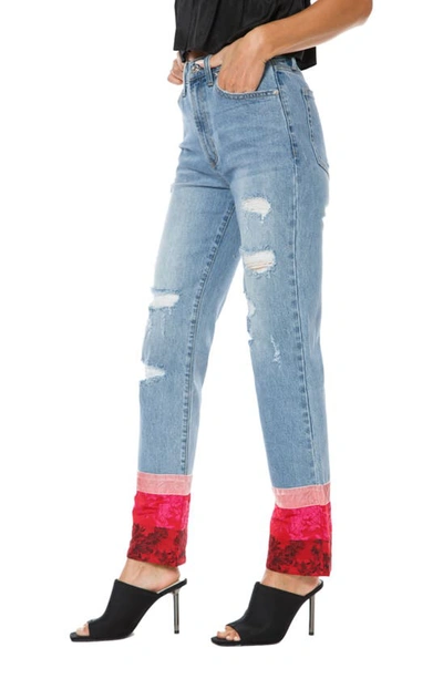 Shop Juicy Couture Floral Print Straight Leg Jeans In Medium Wash