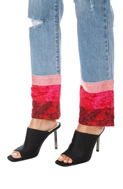 Juicy Couture Venice Satin-trim Straight-leg Jeans In Medium Wash