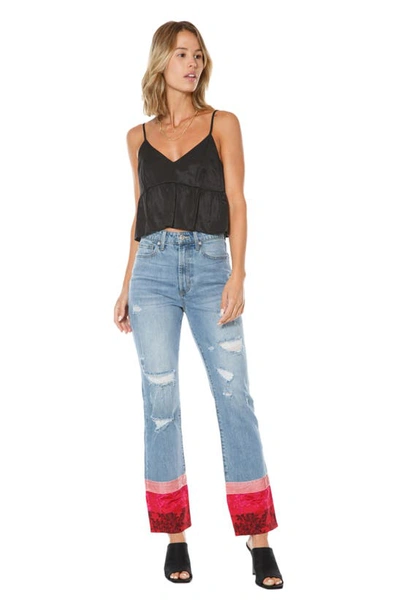 Juicy Couture Venice Satin-trim Straight-leg Jeans In Medium Wash