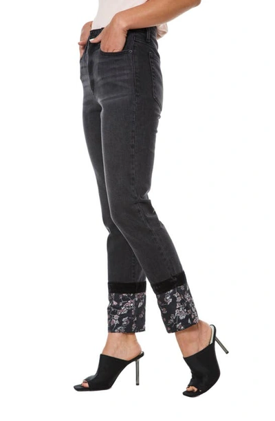 Shop Juicy Couture Floral Print Straight Leg Jeans In Black Wash