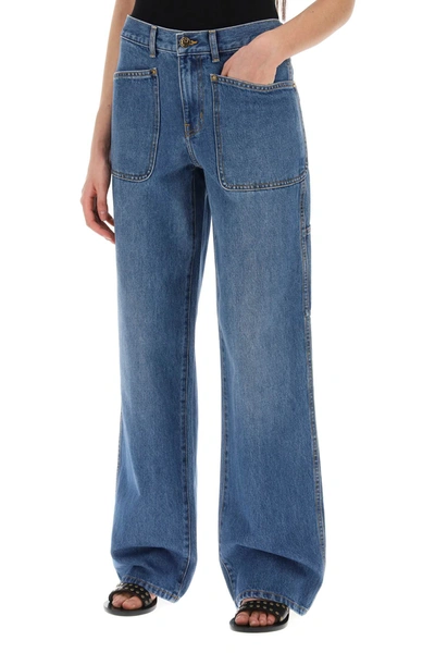 Shop Tory Burch Jeans Stile Cargo In Denim A Vita Alta
