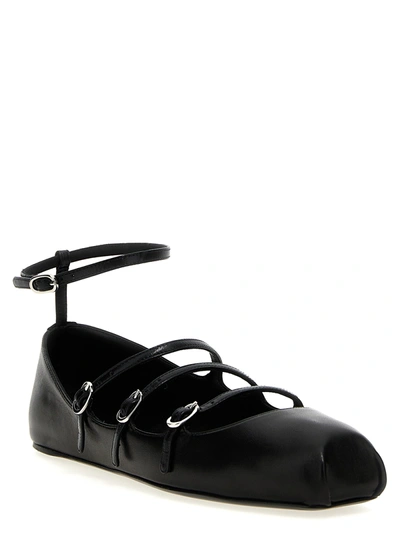 Shop Alexander Mcqueen Leather Ballet Flats Straps Flat Shoes Black