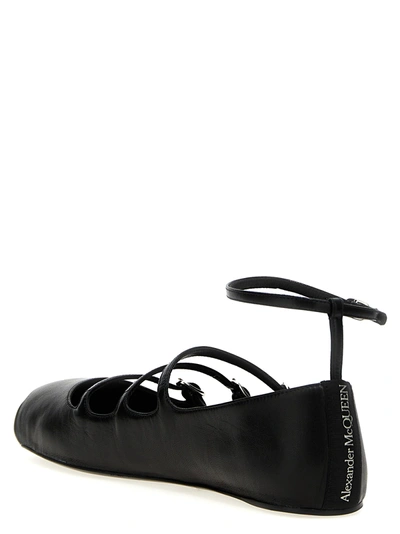 Shop Alexander Mcqueen Leather Ballet Flats Straps Flat Shoes Black