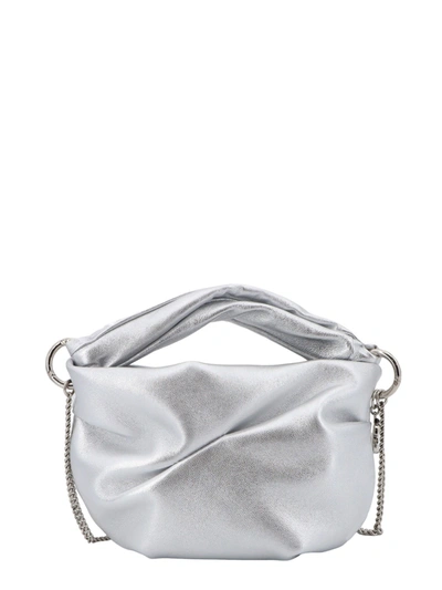 Shop Jimmy Choo Metallized Silver Leather Shoulder Bag
