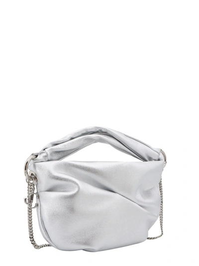 Shop Jimmy Choo Metallized Silver Leather Shoulder Bag