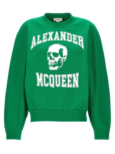 Shop Alexander Mcqueen Varsity Skull Sweatshirt Green