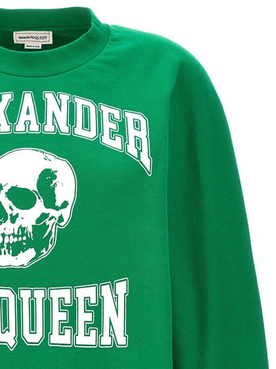 Shop Alexander Mcqueen Varsity Skull Sweatshirt Green