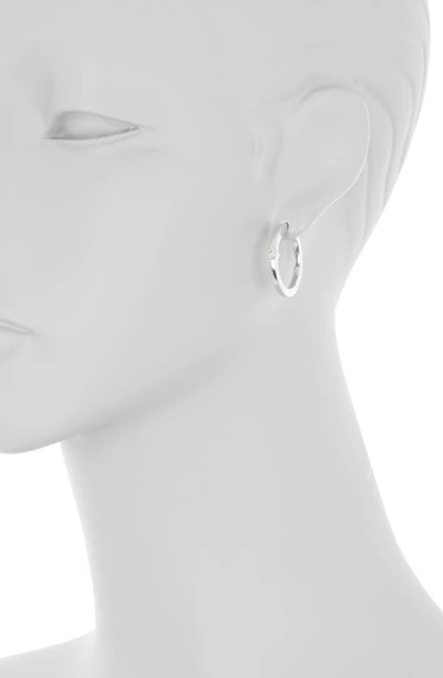 Shop Meshmerise Bezel Set Diamond Hoop Earrings In Silver