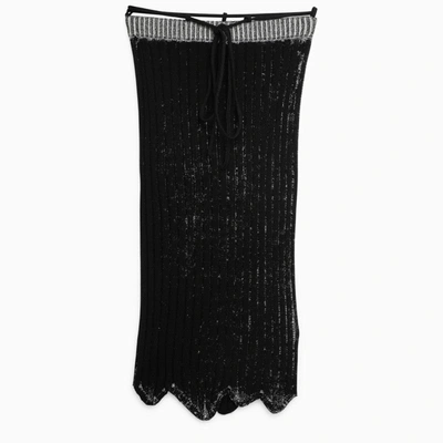 Shop Acne Studios White/black Cotton Blend Ribbed Midi Skirt Women