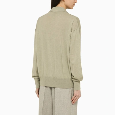 Shop Ami Alexandre Mattiussi Ami Paris Sage Green Wool Polo Shirt Women