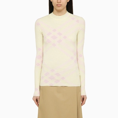 Shop Burberry Check Pattern Wool Sweater Women In Pink