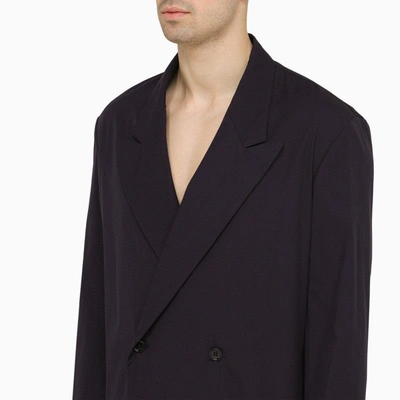 Shop Dries Van Noten Caplan Midnight Blue Double-breasted Jacket Men In Black