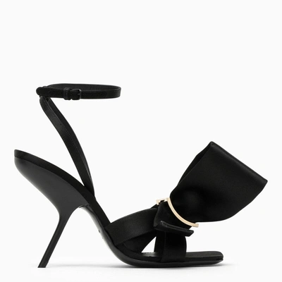 Shop Ferragamo Black Sandal With Asymmetrical Bow Women
