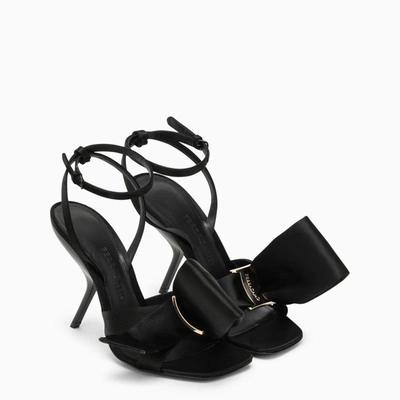 Shop Ferragamo Black Sandal With Asymmetrical Bow Women