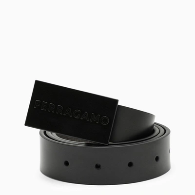 Shop Ferragamo Reversible Black/grey Belt Men