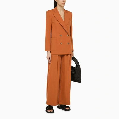 Shop Harris Wharf London Terracotta-coloured Pleated Trousers Women In Orange