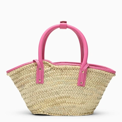 Shop Jacquemus Le Petit Panier Soli Pink Raffia Bag Women