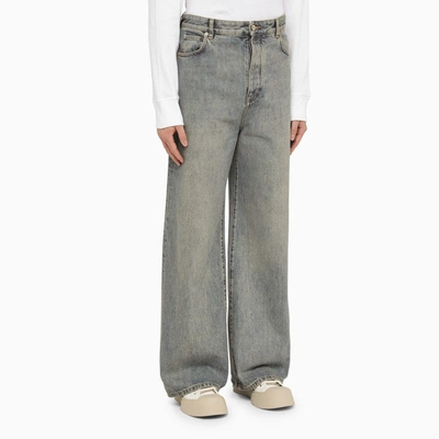 Shop Loewe Blue Washed Wide-leg Jeans Men