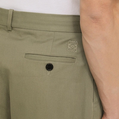 Shop Loewe Military Green Pleated Trousers Men In Brown