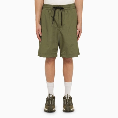 Shop Moncler Grenoble Military Green Bermuda Shorts With Logo Patch Men