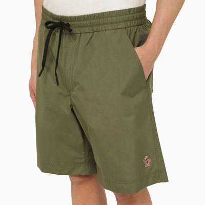 Shop Moncler Grenoble Military Green Bermuda Shorts With Logo Patch Men