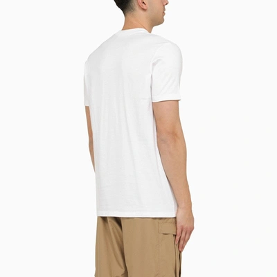 Shop Moncler White Cotton T-shirt With Logo Patch Men