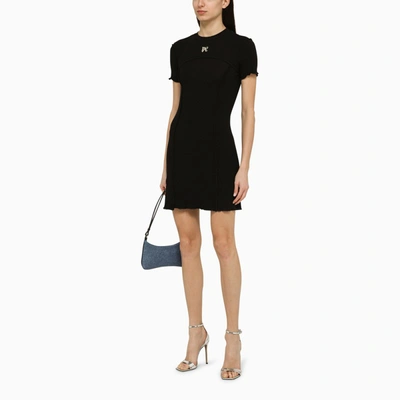 Shop Palm Angels Black Cotton Mini Dress With Logo Women