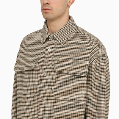 Shop Palm Angels Checked Cotton Shirt Jacket With Logo Men In Multicolor