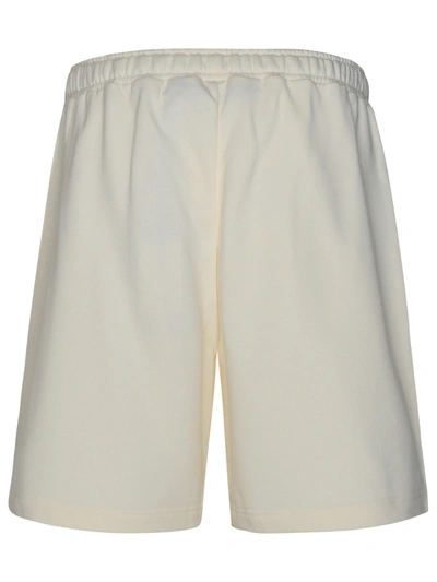 Shop Palm Angels Man  Ivory Cotton Bermuda Shorts In Cream