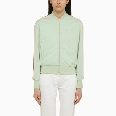 Shop Palm Angels Mint Green Zip Sweatshirt Women