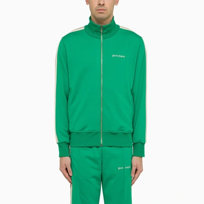 Shop Palm Angels Sporty Sweatshirt Green With Zip Men