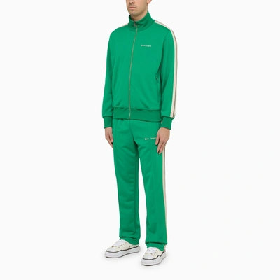 Shop Palm Angels Sporty Sweatshirt Green With Zip Men