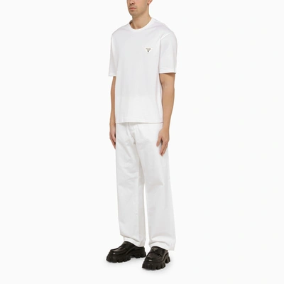 Shop Prada White Cotton Trousers Men