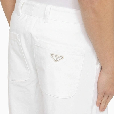 Shop Prada White Cotton Trousers Men
