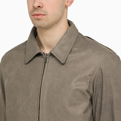Shop Rick Owens Grey Leather Shirt Men In Cream