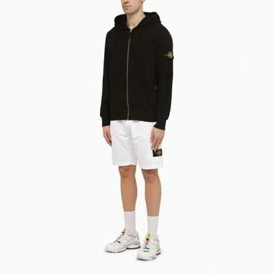 Shop Stone Island Black Zip And Hoodie With Logo Men