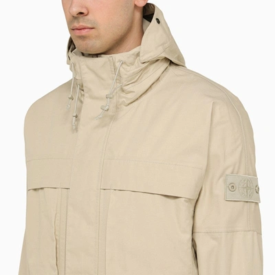 Shop Stone Island Lightweight Beige Hooded Jacket With Logo Men In Cream