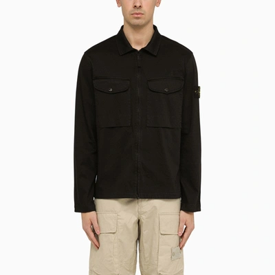 Shop Stone Island Lightweight Zipped Black Cotton Jacket Men
