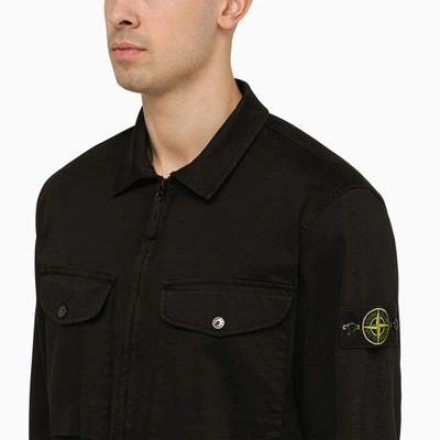 Shop Stone Island Lightweight Zipped Black Cotton Jacket Men