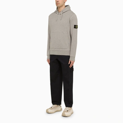 Shop Stone Island Melange Grey Sweatshirt Hoodie With Logo Men In Gray
