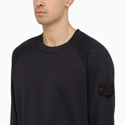 Shop Stone Island Navy Blue Crewneck Sweatshirt With Logo Men