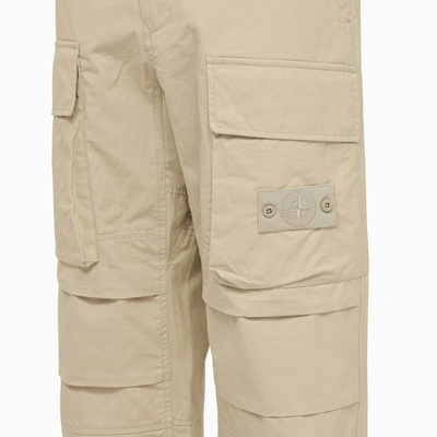 Shop Stone Island Regular Beige Cotton Trousers Men In Cream