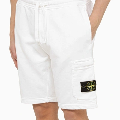 Shop Stone Island White Cotton Bermuda Shorts Men