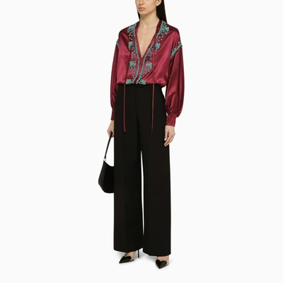 Shop Valentino Bordeaux Silk Blouse With Sequins Women In Red