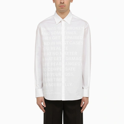 Shop Valentino White Cotton Shirt With Lettering Print Men