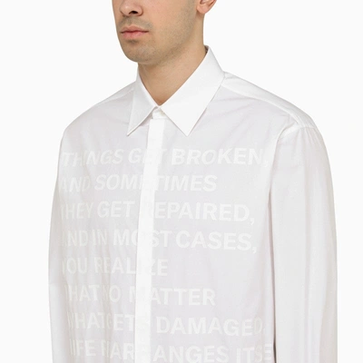 Shop Valentino White Cotton Shirt With Lettering Print Men