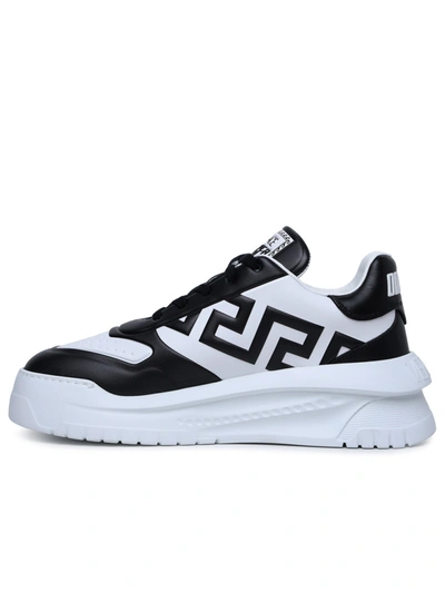 Shop Versace 'odissea' White Calf Leather Sneakers Man