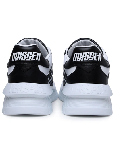 Shop Versace 'odissea' White Calf Leather Sneakers Man