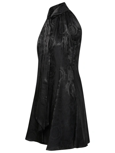 Shop Versace 'barocco' Dress In Black Silk Blend Woman