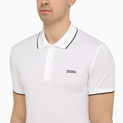 Shop Zegna Classic White Polo Shirt Men In Blue
